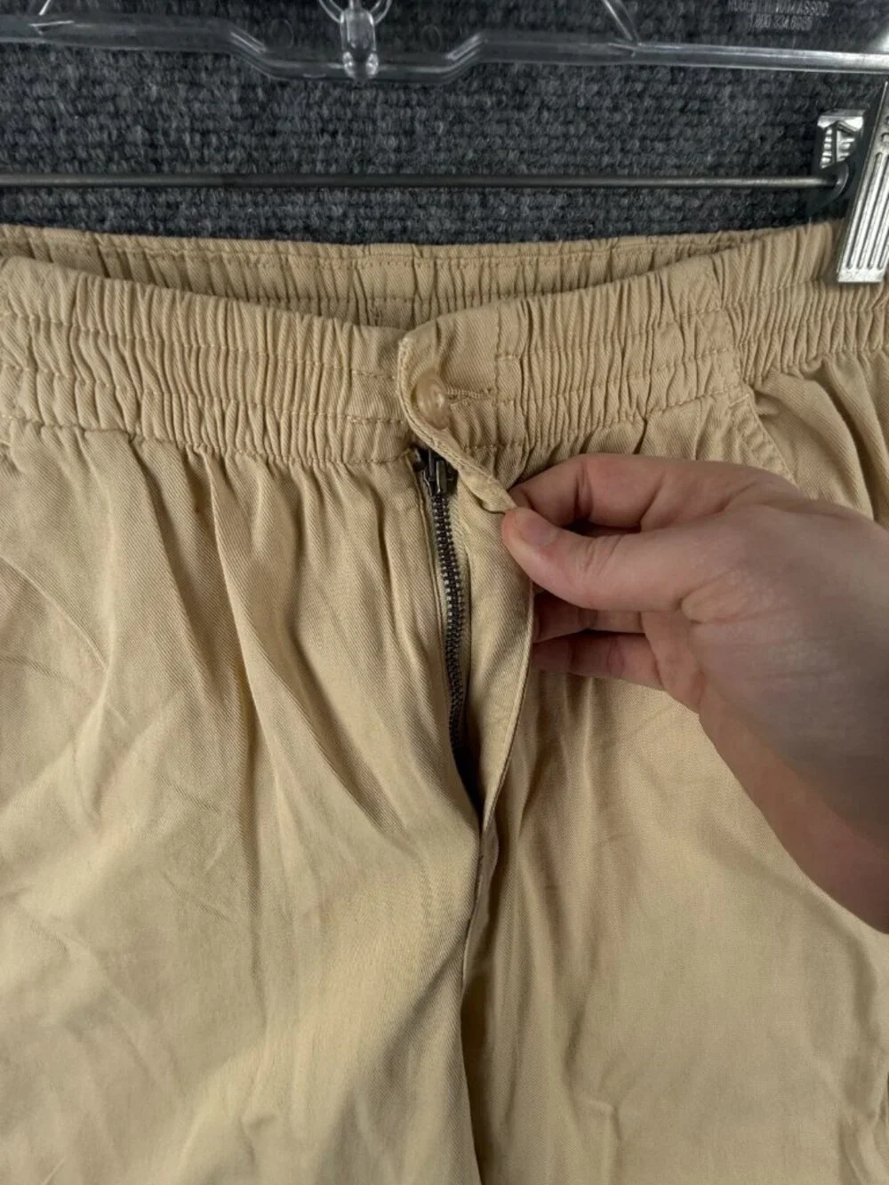 Polo Ralph Lauren Pants Women Beige Capri Size 16 Adult Cotton Elastic Waist
